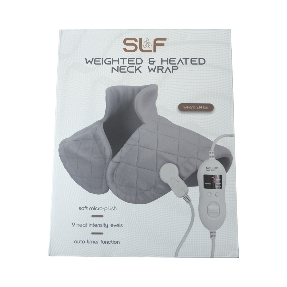 BbO SLF Weighted & Heated Neck Wrap 2.14 lb Gray 9 Heat‎ Levels Auto Timer, OB
